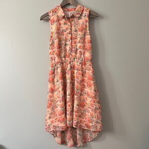 LC Lauren Conrad Peach Floral Collared High Low Dress NWT